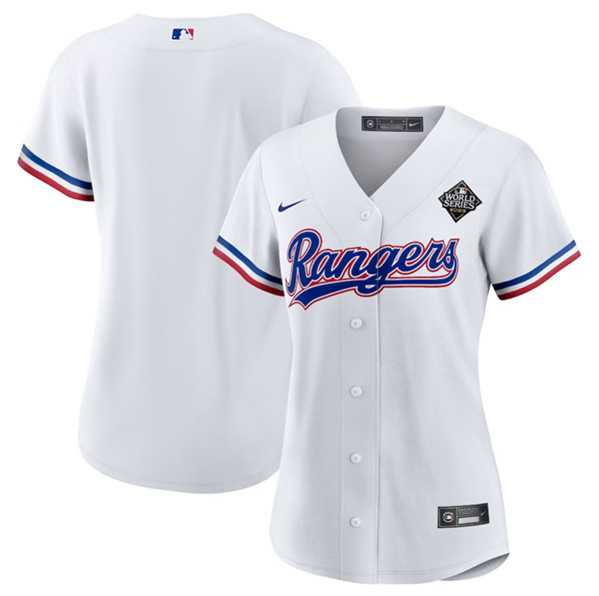 Womens Texas Rangers Blank White 2023 World Series Stitched Jersey(Run Small) Dzhi